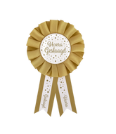 Goud Witte Rozet Hoera Geslaagd 14cm